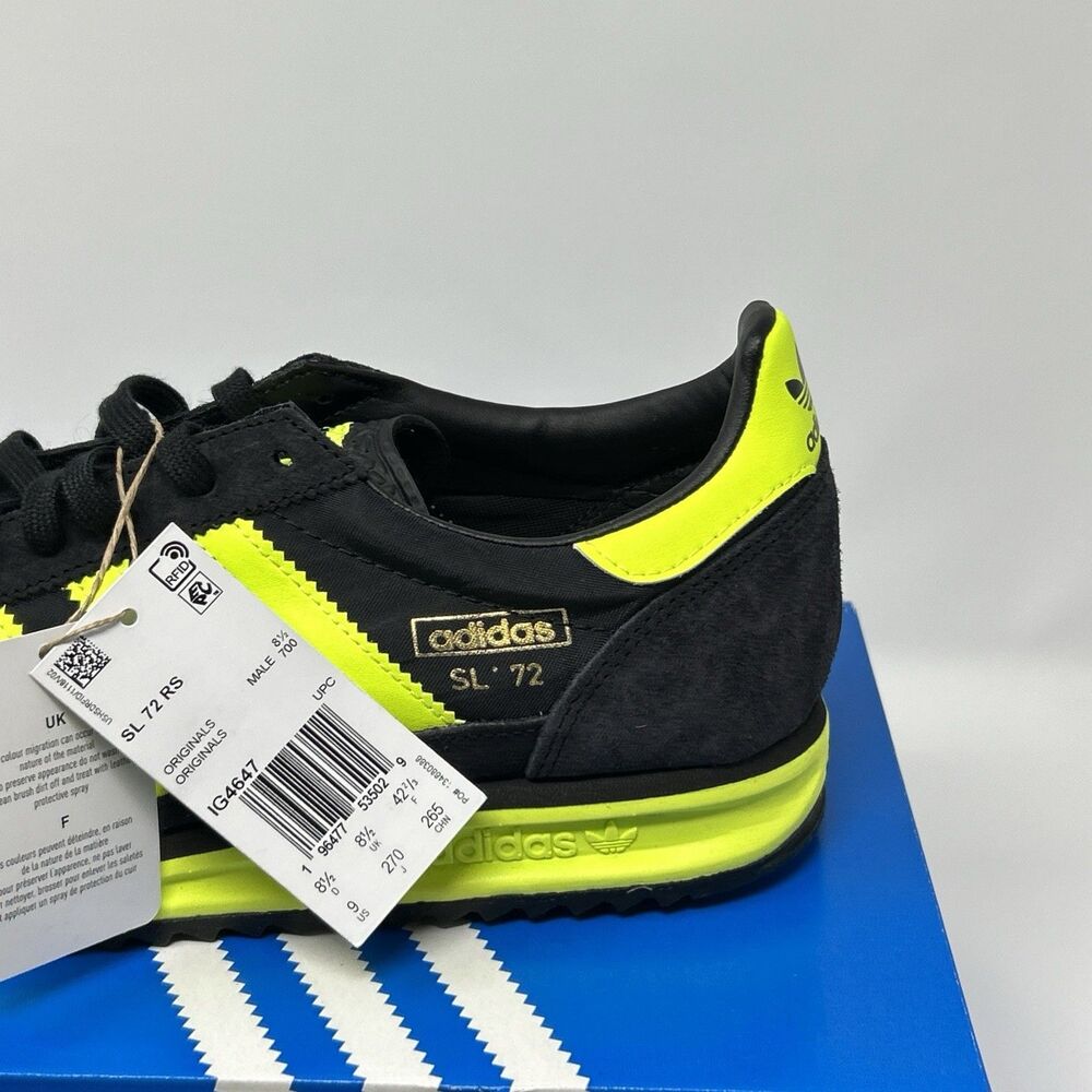 NEW adidas Originals SL 72 RS Men’s Black Yellow Sneaker IG4647 Size 9 - Picture 8 of 16